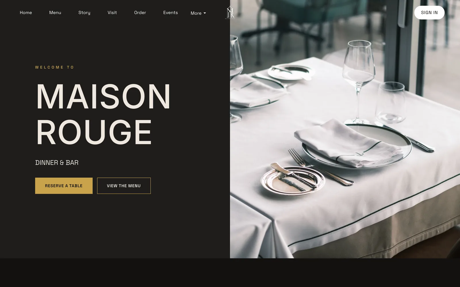 The top of a TableSpark reservations page with the restaurant's hero photograph behind the Reserve a table form