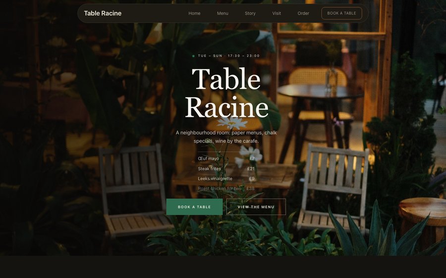 Table Racine template