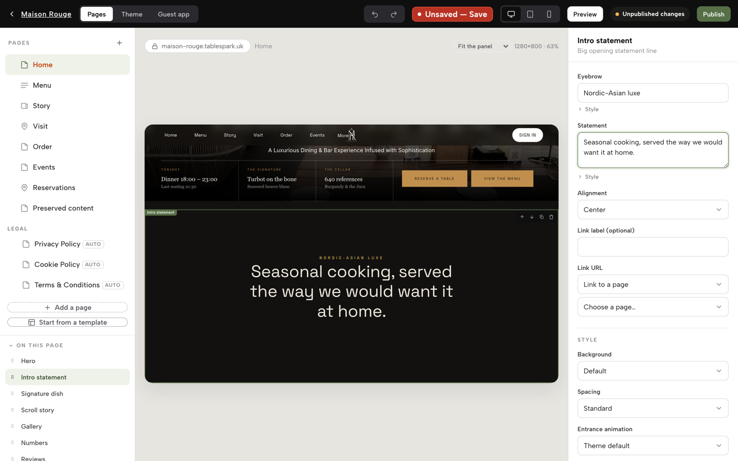 The new statement in the preview, with the device buttons above it