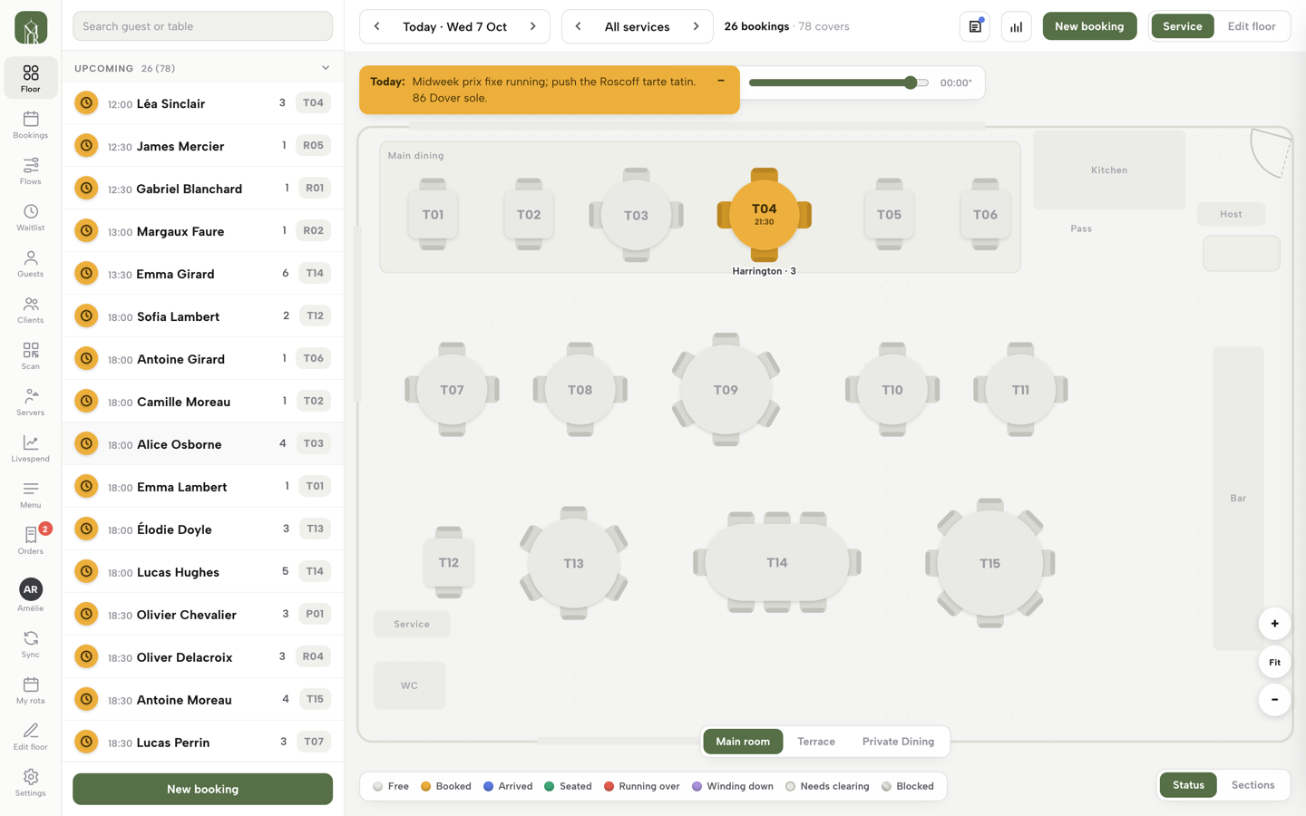 The Service console&rsquo;s Floor view with the Servers icon in the left rail